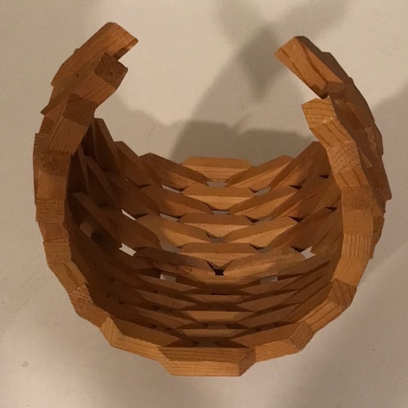 Vintage Planter Mid Century Modern Geometric Brutalist Wood Art Basket/ Planter - Picture 6 of 16